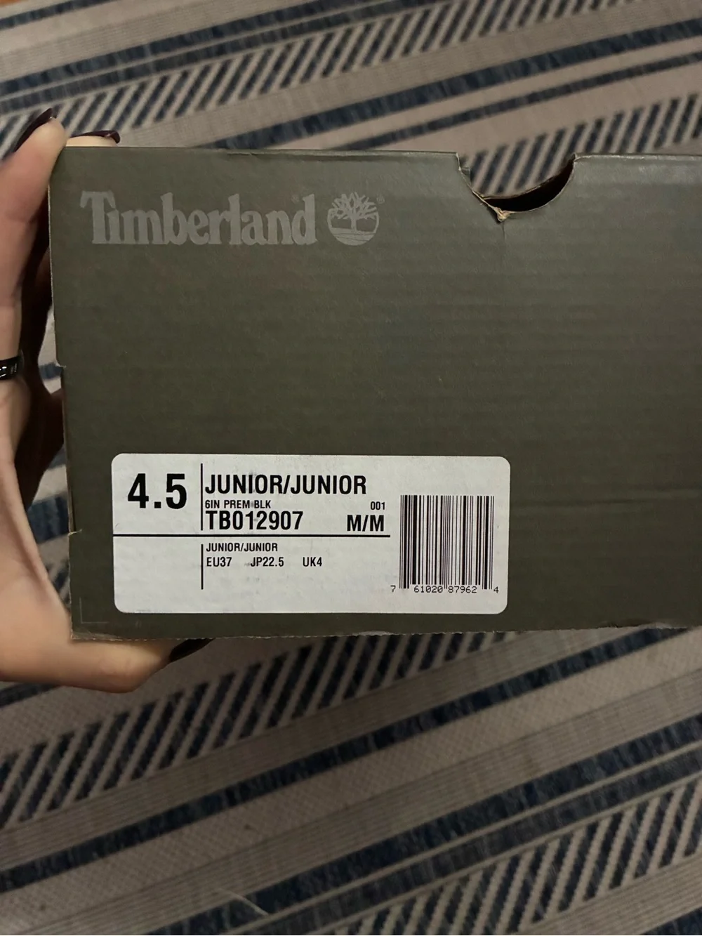 Timberland Youth 4.5 Black Lace-Up Leather Work Boots Worn Once